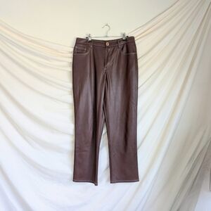 STAUD Brown Vegan Leather Pants 10